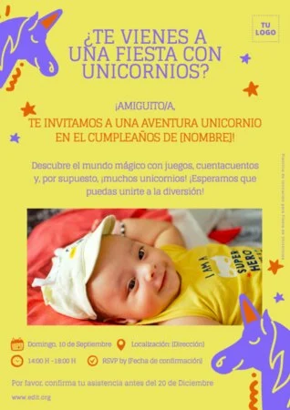 Edita una invitación de Unicornio digital