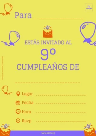 Edita una invitación a Cumpleaños