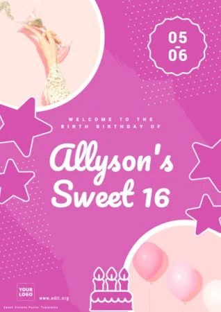 Edit a Sweet 16 flyer