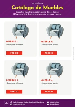 Edita un flyer de tienda de muebles