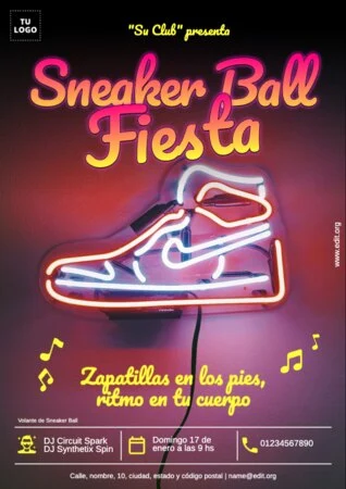 Edita un flyer de Fiesta de Sneakers