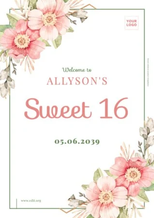 Edit a Sweet 16 flyer