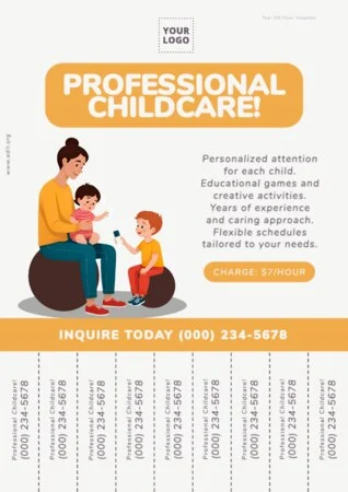 Bearbeite eine Flyer-Vorlage zum Thema Kinderbetreuung
