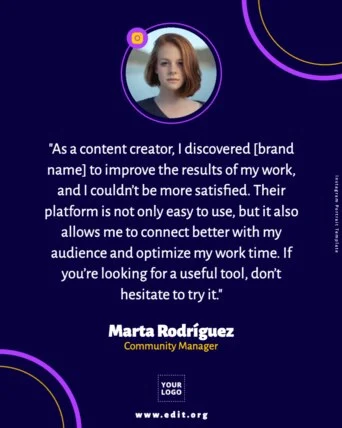 Edit a Testimonial template