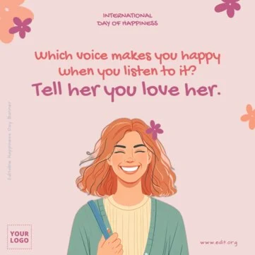 Edit a banner with Happiness Day quotes