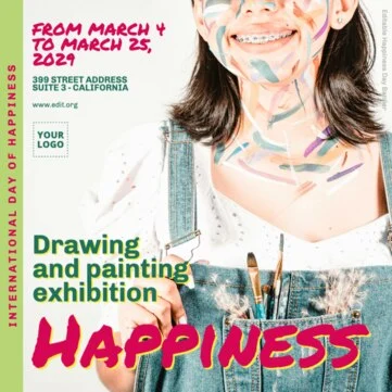 Edit a banner with Happiness Day quotes