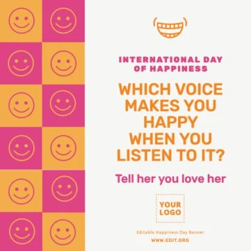 Edit a banner with Happiness Day quotes