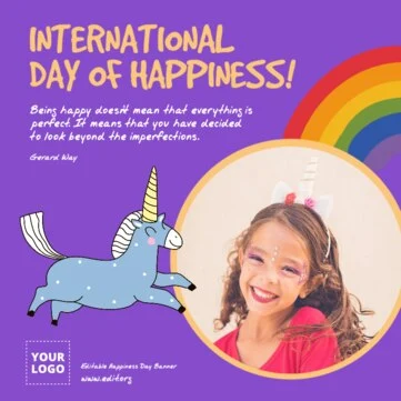Edit a banner with Happiness Day quotes