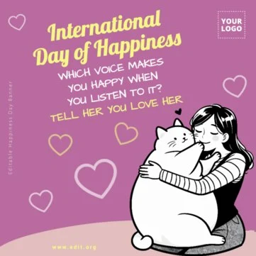 Edit a banner with Happiness Day quotes