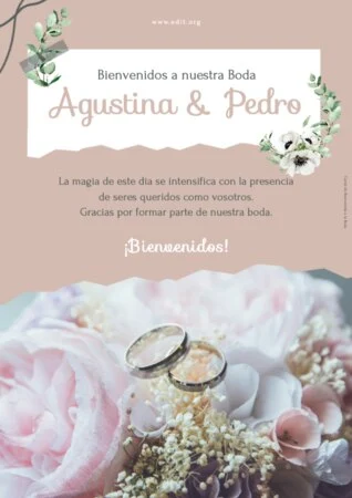 Edita un letrero de Bienvenida de Boda