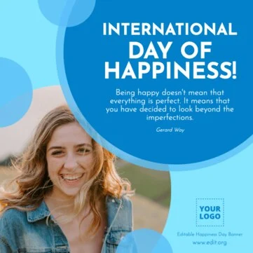 Edit a banner with Happiness Day quotes
