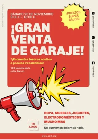 Edita un cartel de Venta de Garaje
