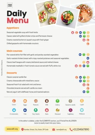 Edytuj menu alergenów