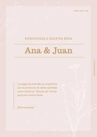 Edita un letrero de Bienvenida de Boda