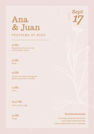 Edita un programa para boda