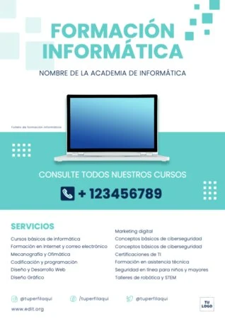 Edita un cartel para clases de informática