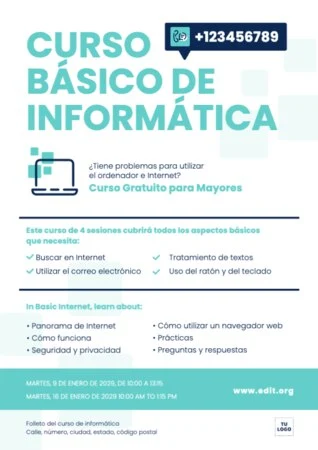 Edita un cartel para clases de informática
