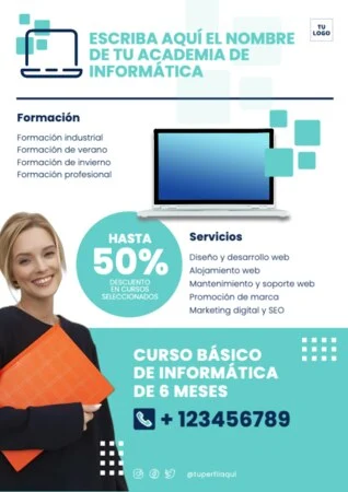 Edita un cartel para clases de informática