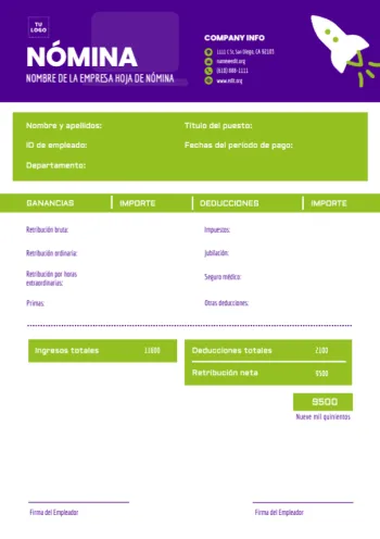 Edita un modelo de nómina para rellenar