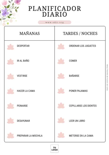 Edita un planificador diario