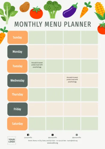 Edit a template for nutritionists and dietitians