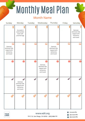 Bearbeite eine Ernährungsvorlage