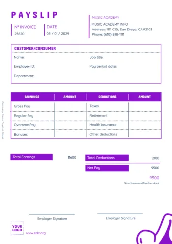 Edytuj darmowy szablon odcinka wypłaty