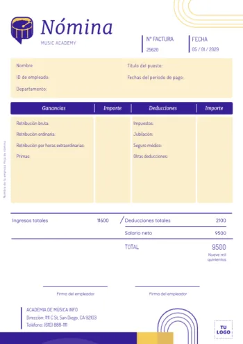 Edita un modelo de nómina para rellenar