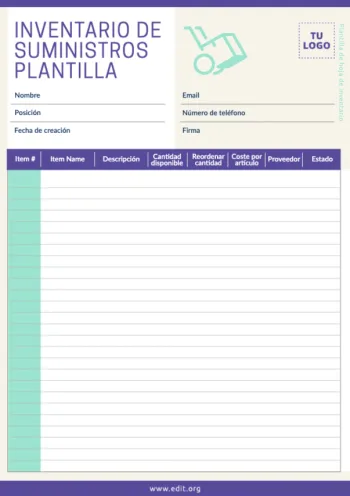 Edita una hoja para Inventario