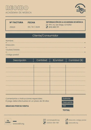 Edita una plantilla de recibo