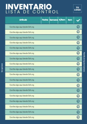 Edita una hoja para Inventario