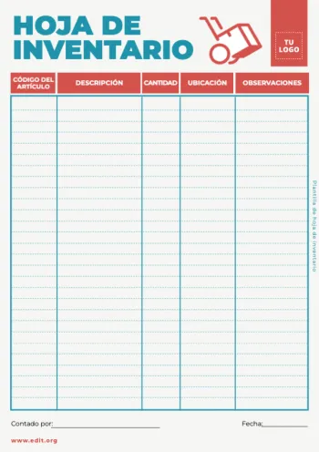 Edita una hoja para Inventario