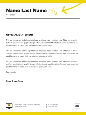 Editar um modelo de carta dos EUA