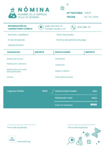 Edita un modelo de nómina para rellenar