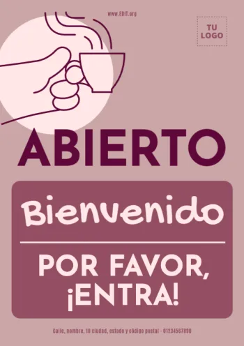 Edita un cartel de abierto o cerrado
