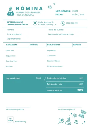 Edita un modelo de nómina para rellenar