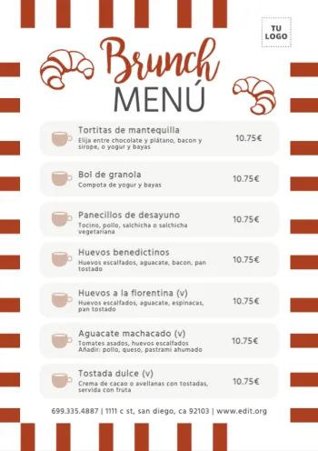 Edita un menú de desayuno o brunch