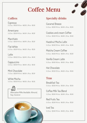 Edit a coffee menu design
