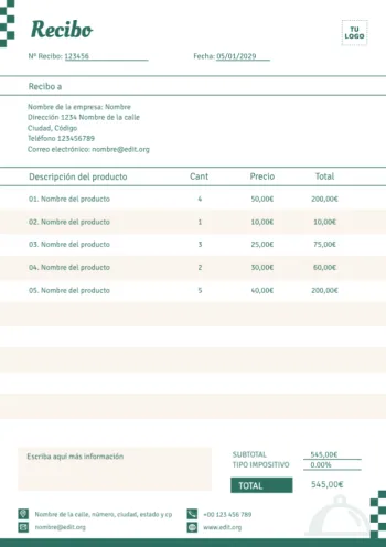 Edita una plantilla de recibo