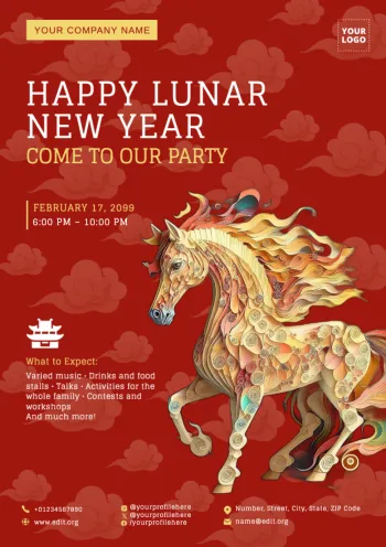 Edite um modelo para o Ano Novo Chinês