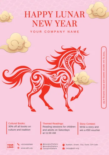 Edite um modelo para o Ano Novo Chinês