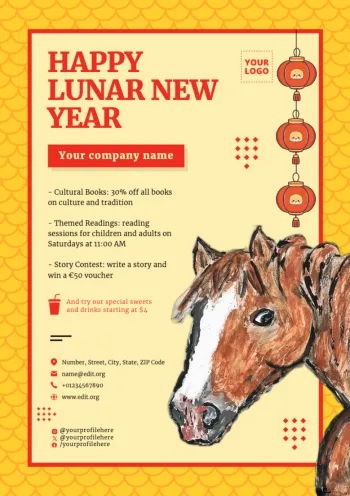 Edite um modelo para o Ano Novo Chinês