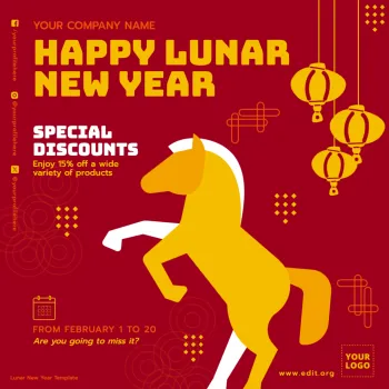 Edite um modelo para o Ano Novo Chinês