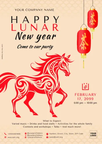 Edite um modelo para o Ano Novo Chinês