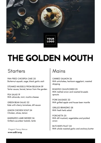 Bearbeite eine Speisekarte online