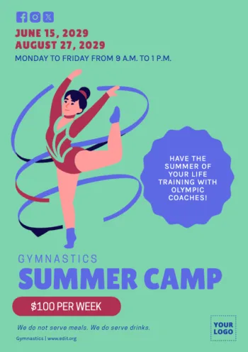 Edite um template de colônia de férias