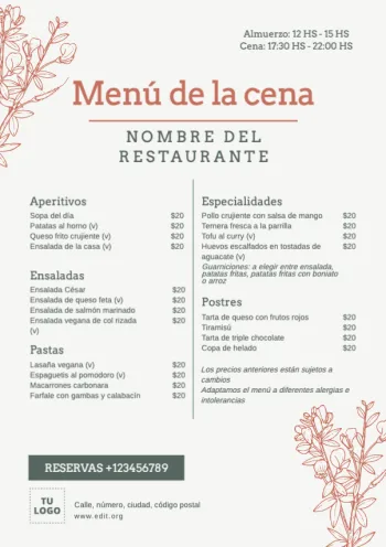 Edita un menú elegante