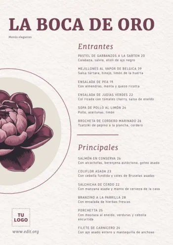 Edita un menú elegante