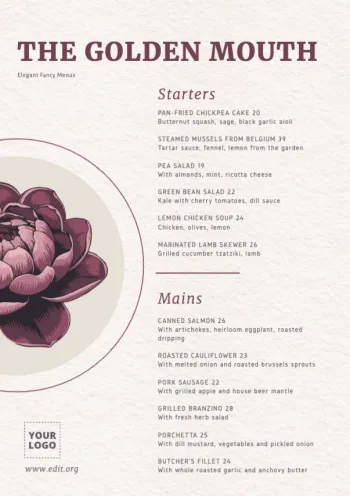 Bearbeite eine Speisekarte online