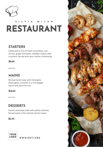 Bearbeite eine Speisekarte online